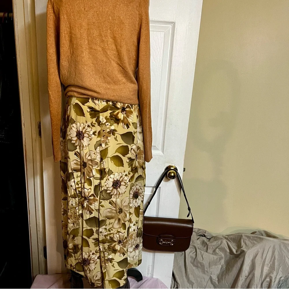 Vintage Liz‎ Claiborne Collection Silk Floral Boho Cottagecore Midi Skirt 6